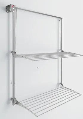 Produktbild von Wand Wäscheständer, vertikaler Wäscheständer für Wände, höhenverstellbar und verschließbar Wäscheleine für drinnen und draußen in Aluminium und Stahl, Foxydry Wall Plus 100