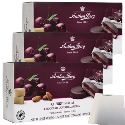 Produktbild von A.Berg Schokolade Kirsche in Rum 3er Pack (3x220g Packung) + usy Block
