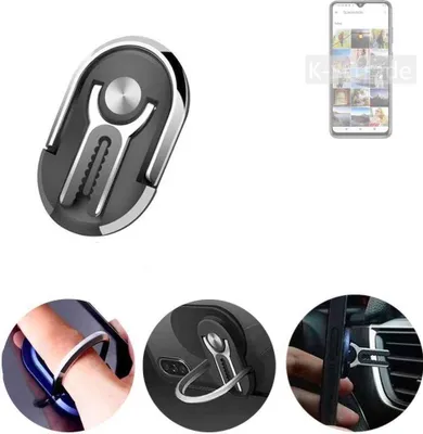 Produktbild von K-S-Trade 3in1 Smartphone-Ring Handy-Ring kompatibel mit Cubot Note 30 Fingerhalterung  Handyring Tischständer Lüftungsgitter-Halterung Tisch