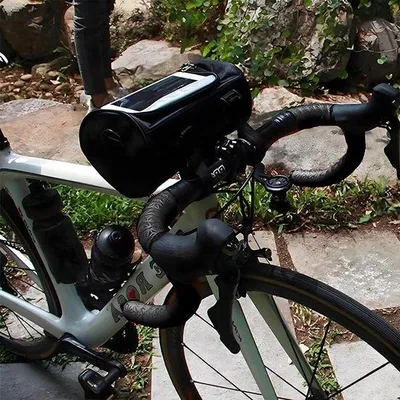 Image de Sacoche de vélo pour guidon - Résistante aux intempéries et multifonctionnelle, avec bandoulière réglable