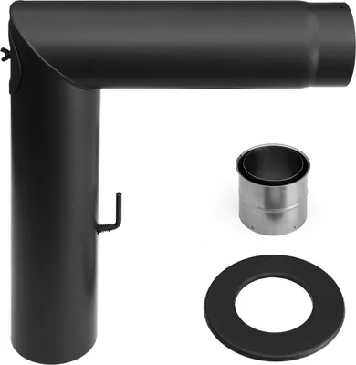 Produktbild von Raik Basic Rauchrohrbogen-Set 120mm schwarz 2-teilig – eckig für Rauchrohr / Ofenrohr