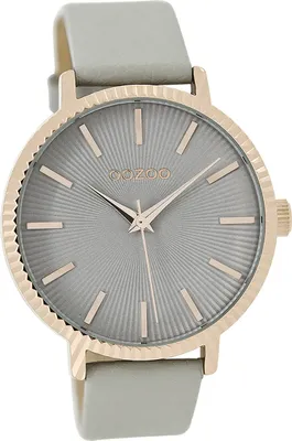 Produktbild von Oozoo Leder Damen Uhr Analog Quarzuhr Armband grau Timepieces D2UOC9195A