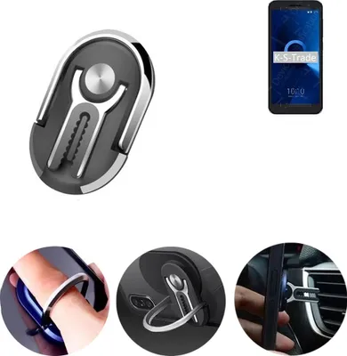 Produktbild von K-S-Trade 3in1 Smartphone-Ring Handy-Ring kompatibel mit Alcatel 1 Fingerhalterung  Handyring Tischständer Lüftungsgitter-Halterung Tisch Ständer