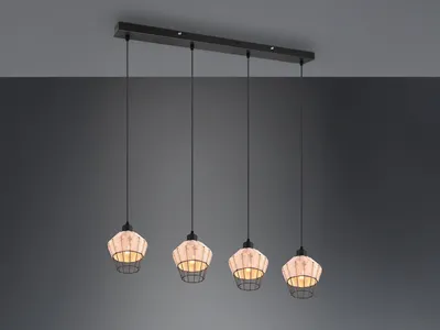 Produktbild von LED Balken Pendelleuchte Modern Boho Esstischlampe Küchenlampe schwarz 4 flammig