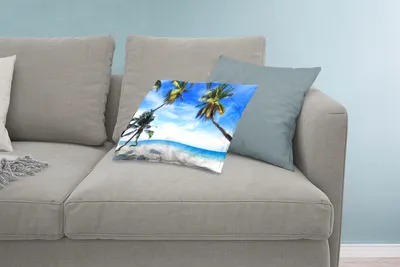 Produktbild von MuchoWow® Zierkissen Sofakissen Wohnzimmer Dekokissen 60x40 cm Palmen - Strand - Meer - Kopfkissen - Polster mit Foto