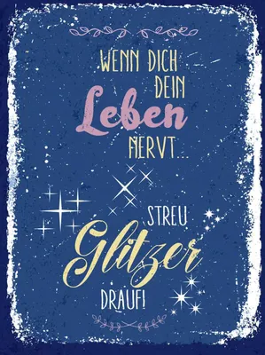 Produktbild von vianmo Holzschild 40x30 cm Glitzer wenn dich dein Leben nervt Spruch Zitat