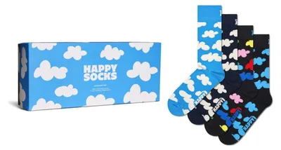 Produktbild von Happy Socks 4-Pack Cloudy Gift Set Baumwolle Socken Uni Hellblau 41-46
