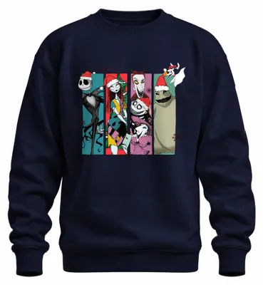 Produktbild von Nightmare Before Christmas Jack Skellington Sally Oogie Zero Sweatshirt Pullover, Navy, L