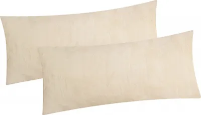 Produktbild von 2er Set Fleece Winter Kissenbezug in 40x80cm - Ecru Creme - flauschig weich und warm, Kissenhülle, Doppelpack kuschelig (W-40x80cm-Ecru)