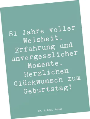 Produktbild von Mr. & Mrs. Panda Postkarte Spruch 81. Geburtstag - Meeresbrise - Geschenk, einzelkarte, Happy Birthday, persönliche Geschenke, Grußkarte, unvergessliche Momente