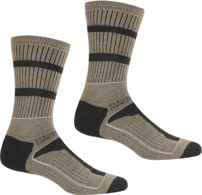 Image de Regatta - "Samaris 3 Season" chaussettes pour hommes (pack de 2) RG5824 (43 EU - 47 EU) (Marron/Vert gris)