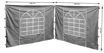 Zdjęcie produktu dla 2 boczne ściany z oknem PVC do pawilonu, wymiar 300x195 cm, kolor: szary