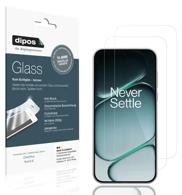 Produktbild von 2x Schutzfolie für OnePlus Nord 6 - Anti-Shock 9H Folie dipos Glass Kunststoffglas