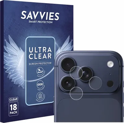 Produktbild von 18x Für Apple iPhone 17 Pro / 17 Pro Max / 16 Pro / 16 Pro Max (NUR Kameraschutz) Schutzfolie Savvies Displayschutz Display Schutz Folie Klar Transparent