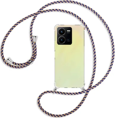Produktbild von Handykette Backcover-Schutzhülle mit Band (Metall silberfarben) für vivo Y35 4G (6.58''), vivo Y22s - blau+beige