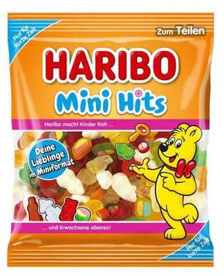 Productafbeelding van Haribo Mini Hits Klassiker Mix: een mix van fruitgummie en schuimzoetigheid, 160 gram