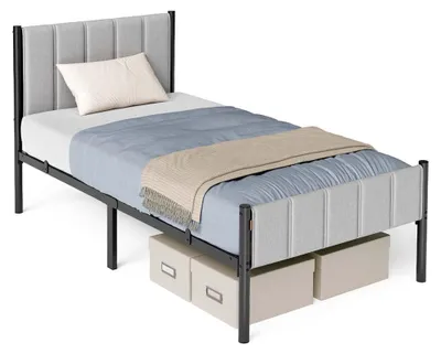 Produktbild von Einzelbettrahmen – Stahl und Schaumstoff – stabil – 250 kg – 206,2 x 91,5 x 104 cm