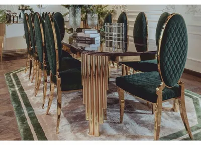 Produktbild von Casa Padrino Luxus Esstisch mit Kunstmarmor Tischplatte Schwarz / Gold 240 cm - Esszimmer Möbel