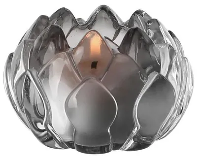 Produktbild von Fink Teelichthalter Lotta Lotusblüte Glas Grau