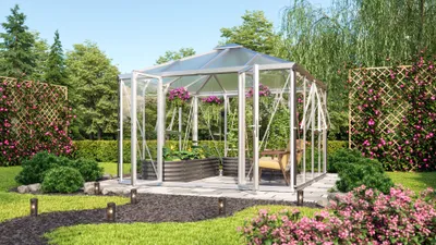 Produktbild von Vitavia Gewächshaus-Pavillon "Minos" aluminium eloxiert 3 mm ESG, 10 mm HKP