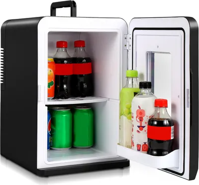 Produktbild von Peviasot Mini Kühlschrank 15L, Tragbarer Kühl- und Heizkühlschrank Perfekt für Getränke, 230V 220 V AC/12 V DC Kleiner Getränkekühlschrank für Autos, Büros, Camping
