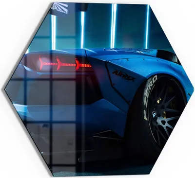 Produktbild von DEQORI Glasbild Echtglas 40x35 cm 'Lamborghini Aventador' Wandbild Bild modern Deko