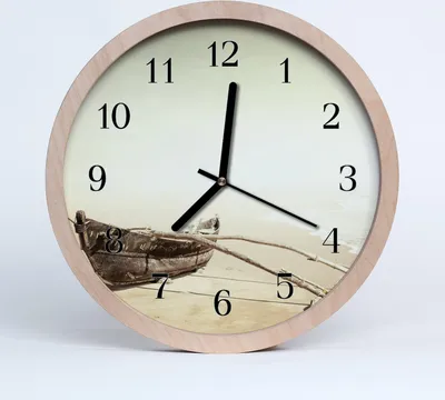 Produktbild von Holzuhr 20fi cm wanduhr - Boot Strand