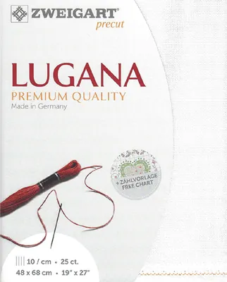 Produktbild von Evenweave-Stoff LUGANA von Zweigart, vorgeschnitten, 25 ct, 3835, Farbe 100 (Weiß), 48 x 68 cm