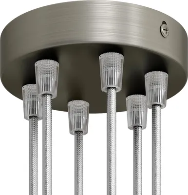 Image de Kit Creative-Cables : rosace cylindrique en métal à 6 trous - conique, titane satiné
