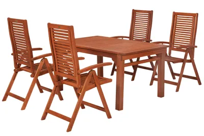 Obrázek produktu pro Merxx Zahradní nábytek Cordoba 5dílný, 4 skládací křesla, rozkládací stůl 150 (185/220) x 90 cm – eukalyptus
