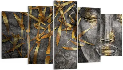 Produktbild von Bild auf Leinwand - Leinwandbild - 5 Teile - Buddha Gold Bodhisattva - 160x85cm - Wand Bild - Wanddeko - Wandbilder - Leinwanddruck - Bilder - Wanddekoration - Leinwand bilder - EA160x85-4442