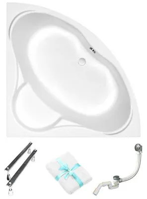 Obrázok produktu pre Aqua For You | Vaňa Cersanit Venus – rohová vaňa – 150 x 150 cm – akryl – trapézový tvar – so sifónom a nožičkami – antibakteriálna povrchová úprava