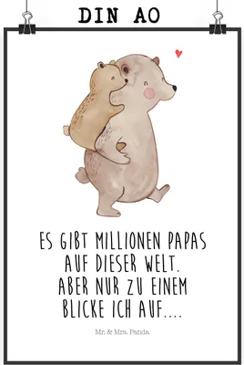 Produktbild von Mr. & Mrs. Panda Bild Papa Bär DIN A0 - Weiß - Geschenk, Muttertag, Papi, kunstdruck poster, Wandbild, drucke, wanddeko, Plakat, Vatertag, Geburtstag