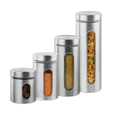 Produktbild von relaxdays 4 tlg. Vorratsgläser Set Edelstahl