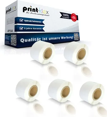 Produktbild von 5x Kompatible Etiketten-Rollen für Dymo 99010 Labelwriter 450 450 Duo 450Series 450 Turbo 450Twin Turbo DUO SE450LTwin Turbo 99010 S0722370 89mm x  28mm 130 Etiketten  Print Plus Serie