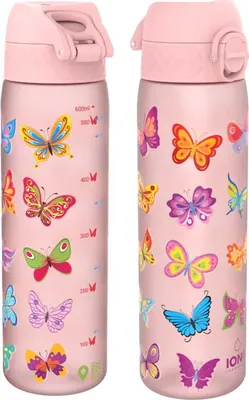 Produktbild von ION8 | Trinkflasche Recyclon 500ml - Rosa - Motive mit Schmetterlingen - BPA-frei und umweltfreundlich