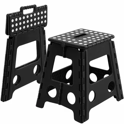 Zdjęcie produktu dla Taboret stołek składany antypoślizgowy schodek podest 100 kg 38 cm czarny do kuchni łazienki domu