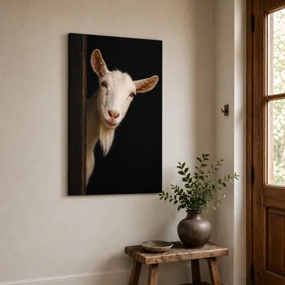 Produktbild von UNUS Leinwand Wandbild Wanddeko Tierportrait Ziege bespannter Keilrahmen