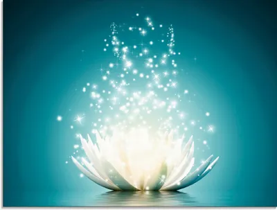 Produktbild von Vadim Georgiev: Magie der Lotus-Blume türkis - Glasbild, Größe:45x60 cm / Glasbild