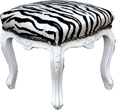 Image de Casa Padrino Tabouret Baroque Zèbre / Blanc - Meubles de Style Antique - Tabouret