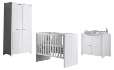 Image de Vipack Ensemble ERIK blanc - Lit, commode et armoire 2P