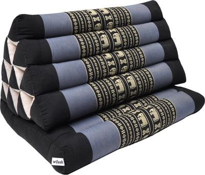 Thaikissen - blau-grau schwarz mit Elefanten (81301)