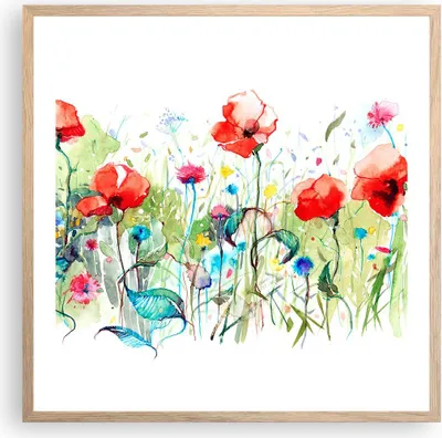 Produktbild von Gerahmtes Poster - Rahmen in heller Eiche - Blumen Wiese Blatt Natur - 60x60 cm - Wand Bild - Wanddeko - Wandbilder - Wandposter - Bilderrahmen - Bilder - Kunstdruck - Wandbild - P2NAC60x60-3076