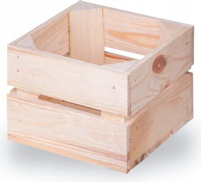 A wooden crate is shown against a white background.