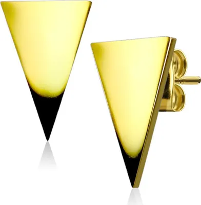 Produktbild von 1 Paar Damen Ohrstecker Ohrringe Edelstahl Dreieck Triangel Autiga® gold