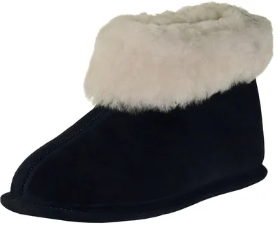 Produktbild von Harrys-Collection Lammfellschuhe Hausschuhe Leder Pantoffeln, marine, 36