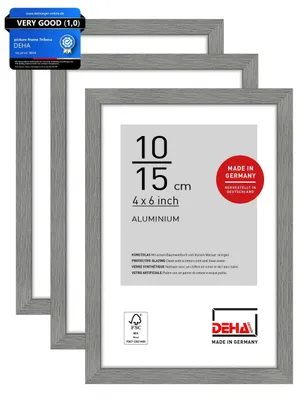 Obrázek produktu pro Sada tří hliníkových fotorámečků, rozměr 10x15 cm, matná šedá barva