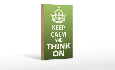 Produktbild von Holzschild Spruch 12x18cm Keep Calm and think on
