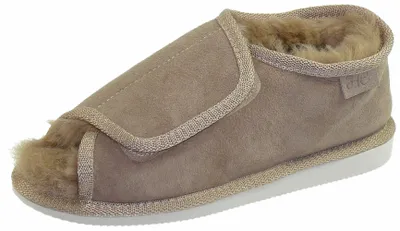 Produktbild von Extra dicke Lammfell Schuhe mit Klettverschluss offen