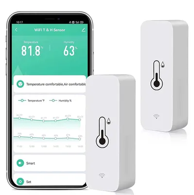Immagine prodotto di Sensore igrometro-termometro WiFi: monitor intelligente di temperatura e umidità con notifiche tramite app